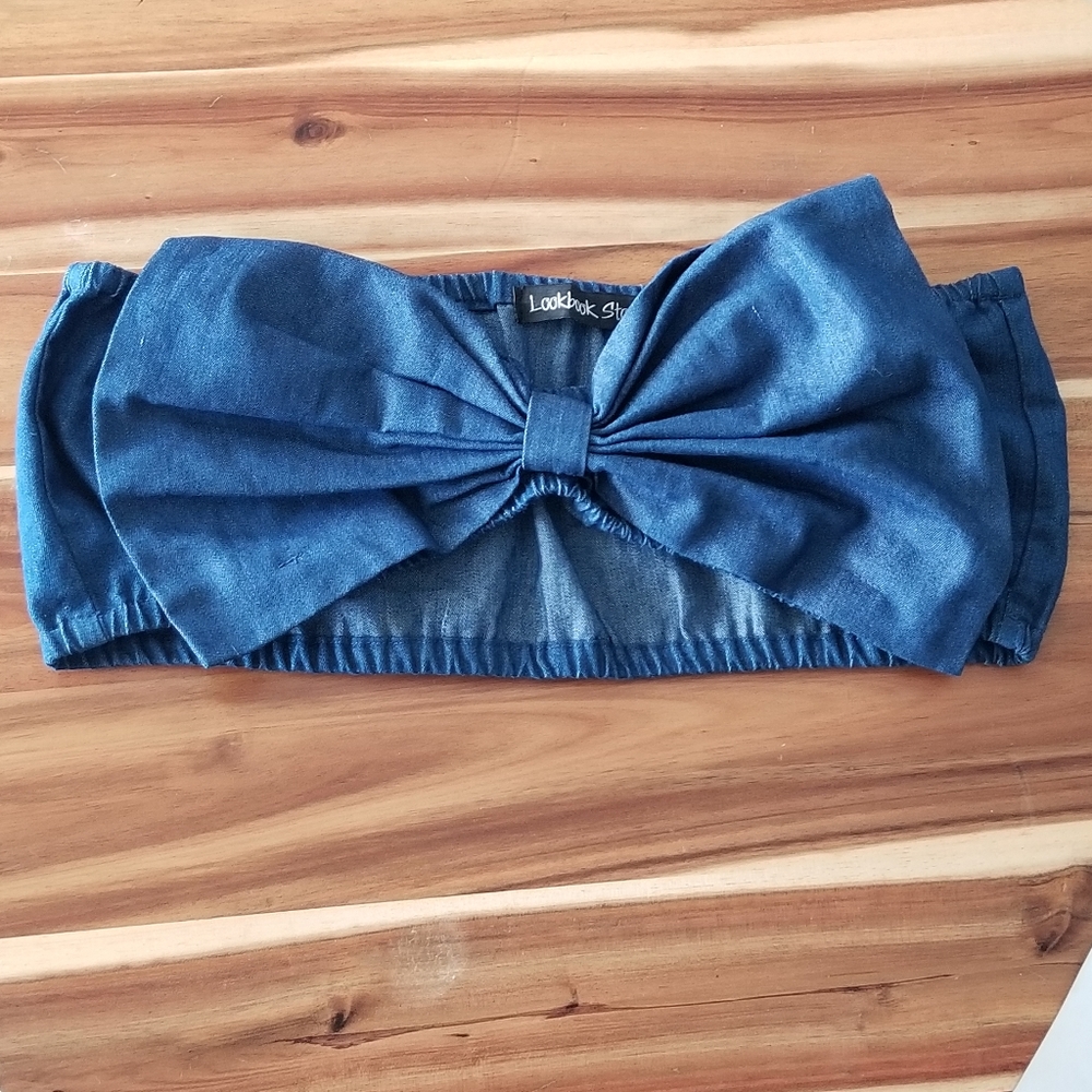 Lookbook Store Denim Bandeau Crop Top